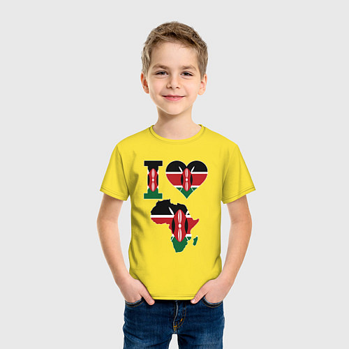 Детская футболка Я люблю Кению / Желтый – фото 3