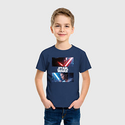 Футболка хлопковая детская Звездные войны - Пробуждение силы, цвет: тёмно-синий — фото 2