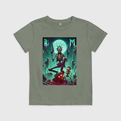 Детская футболка Скелет Рика с двумя пистолетами и Морти