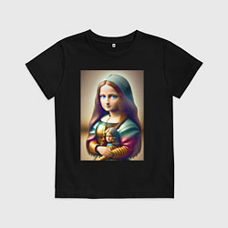 Детская футболка Маленькая Мона Лиза в детстве с куклой - нейроарт