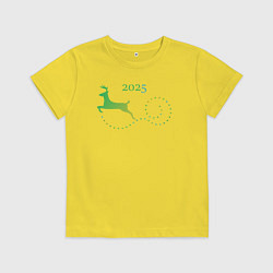 Футболка хлопковая детская Новогодний олень 2025 года, цвет: желтый