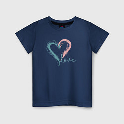 Футболка хлопковая детская Сердце love, цвет: тёмно-синий