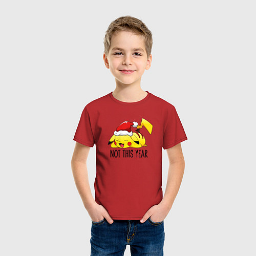 Детская футболка Pikachu not this year / Красный – фото 3
