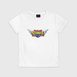 Футболка хлопковая детская Team Sonic racing - logo, цвет: белый
