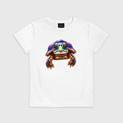 Футболка хлопковая детская Яркая черепашка, цвет: белый