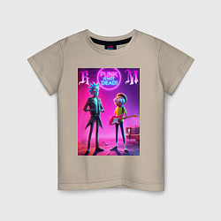 Футболка хлопковая детская Rick and Morty - neon fantasy, цвет: миндальный