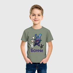 Футболка хлопковая детская Бонни, FNAF - Five nights at Freddys, цвет: авокадо — фото 2