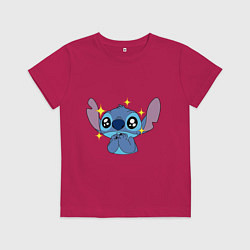 Футболка хлопковая детская Stitch stars, цвет: маджента