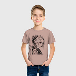 Футболка хлопковая детская Девушка с алыми глазами, цвет: пыльно-розовый — фото 2