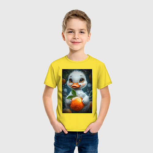 Детская футболка Уточка с мандаринами / Желтый – фото 3
