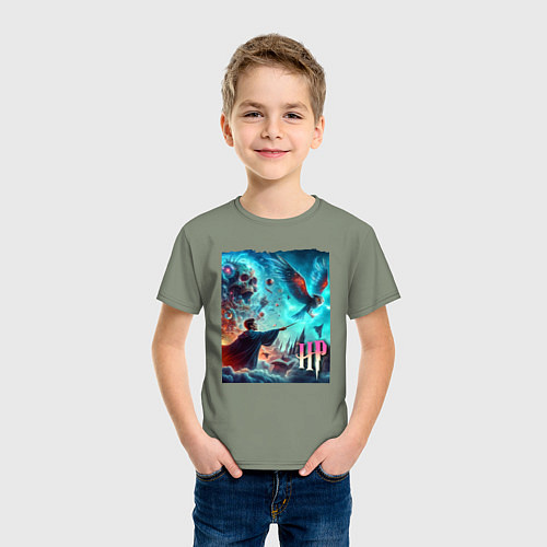 Детская футболка Harry Potter and owl - ai art fantasy / Авокадо – фото 3