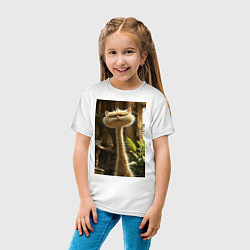 Футболка хлопковая детская Кот с длинной шеей, цвет: белый — фото 2