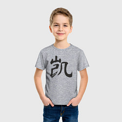 Футболка хлопковая детская Иероглиф победа, цвет: меланж — фото 2