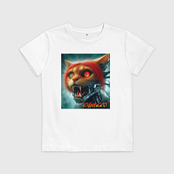 Детская футболка Super cyber red cat - ai art fantasy