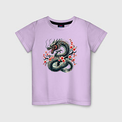 Детская футболка Japanese dragon and sakura - irezumi