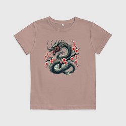Детская футболка Japanese dragon and sakura - irezumi