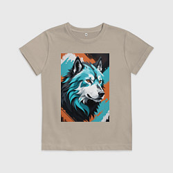 Детская футболка Серо-голубой волк