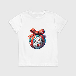 Детская футболка Футбольный новогодний шар