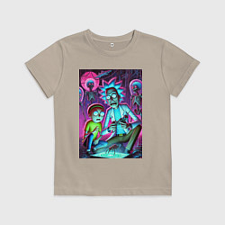 Детская футболка Рик и Морти изучают инопланетное насекомое