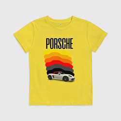 Детская футболка Автомобиль Porsche на фоне флага ФРГ