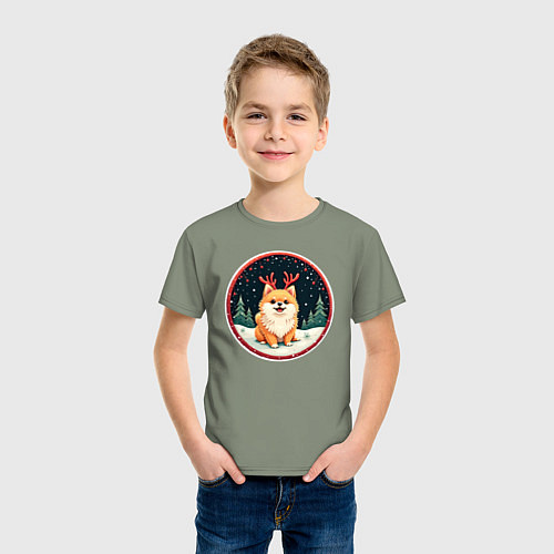 Детская футболка Милый померанец с оленьими рожками / Авокадо – фото 3