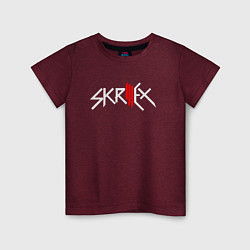 Футболка хлопковая детская Skrillex - logo, цвет: меланж-бордовый