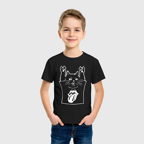 Детская футболка Rolling Stones - cat rock / Черный – фото 3