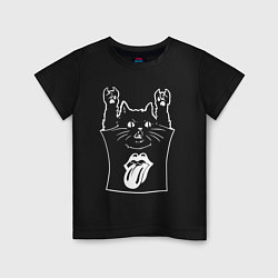 Футболка хлопковая детская Rolling Stones - cat rock, цвет: черный