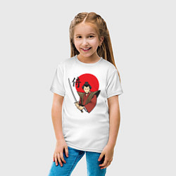 Футболка хлопковая детская Гордый самурай, цвет: белый — фото 2