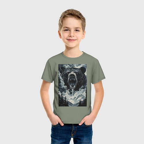 Детская футболка Медведь с оскаленной пастью / Авокадо – фото 3