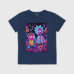 Детская футболка Рик и Морти - паучок и грибочки