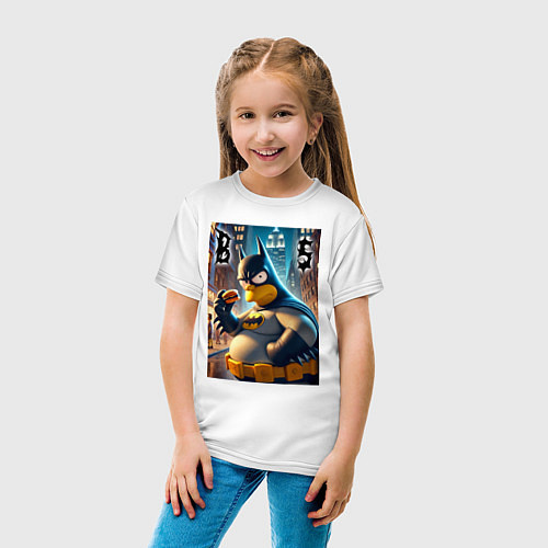 Детская футболка Batsimpson - ai art fantasy / Белый – фото 4