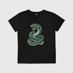 Детская футболка Зелёная новогодняя змея, символ года