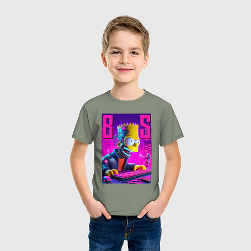 Детская футболка Bart Simpson - cyber gamer / Авокадо – фото 3
