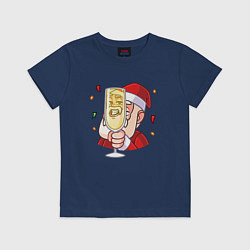 Детская футболка Счастливый дед мороз с шампанским