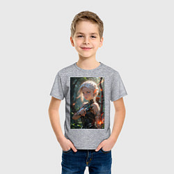 Футболка хлопковая детская Девушка-эльф с магическим луком, цвет: меланж — фото 2