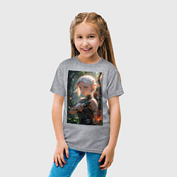 Футболка хлопковая детская Девушка-эльф с магическим луком, цвет: меланж — фото 2