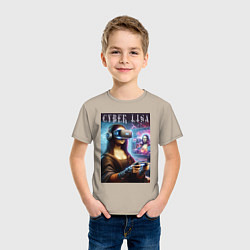 Футболка хлопковая детская Mona Lisa on a virtual helmet, цвет: миндальный — фото 2