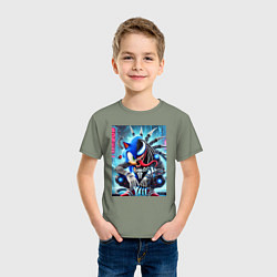 Футболка хлопковая детская Sonic-Venom - ai art fantasy, цвет: авокадо — фото 2