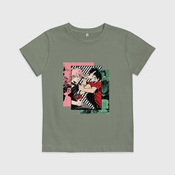 Футболка хлопковая детская Моя геройская академия Бакуго и Деку, цвет: авокадо