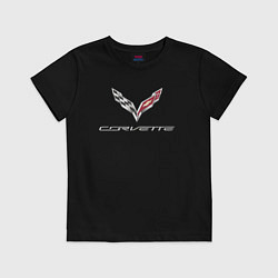 Футболка хлопковая детская Chevrolet Corvette - racing team, цвет: черный