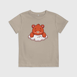 Футболка хлопковая детская Мишка на облаке, цвет: миндальный