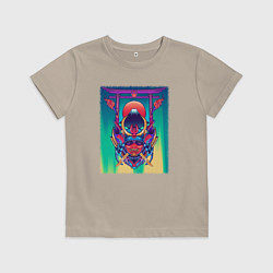 Футболка хлопковая детская Демон самурай, цвет: миндальный