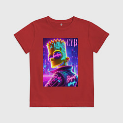 Футболка хлопковая детская Cyber Bart - neon glow, цвет: красный