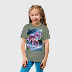 Футболка хлопковая детская Кристальный волк на снегу, цвет: авокадо — фото 2