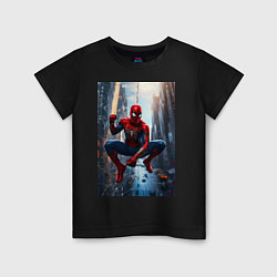 Футболка хлопковая детская Spider Man на страже справедливости, цвет: черный