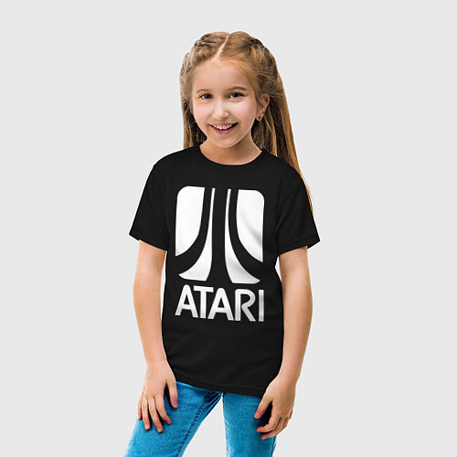 Детская футболка Atari logo white / Черный – фото 4