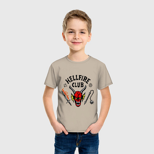 Детская футболка Stranger things - hellfire club / Миндальный – фото 3