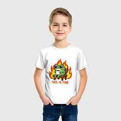 Футболка хлопковая детская Frog - this is fine, цвет: белый — фото 2