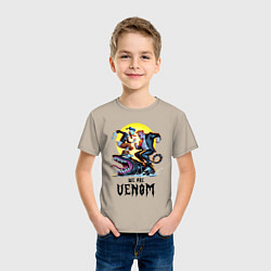 Футболка хлопковая детская Два Дональда на Веноме - мем, цвет: миндальный — фото 2